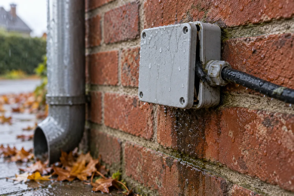 Boîtier de dérivation extérieur perlant de gouttes de pluie